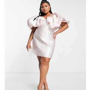 ASOS LUXE Curve Bubble Bardot Mini Dress in Jacquard